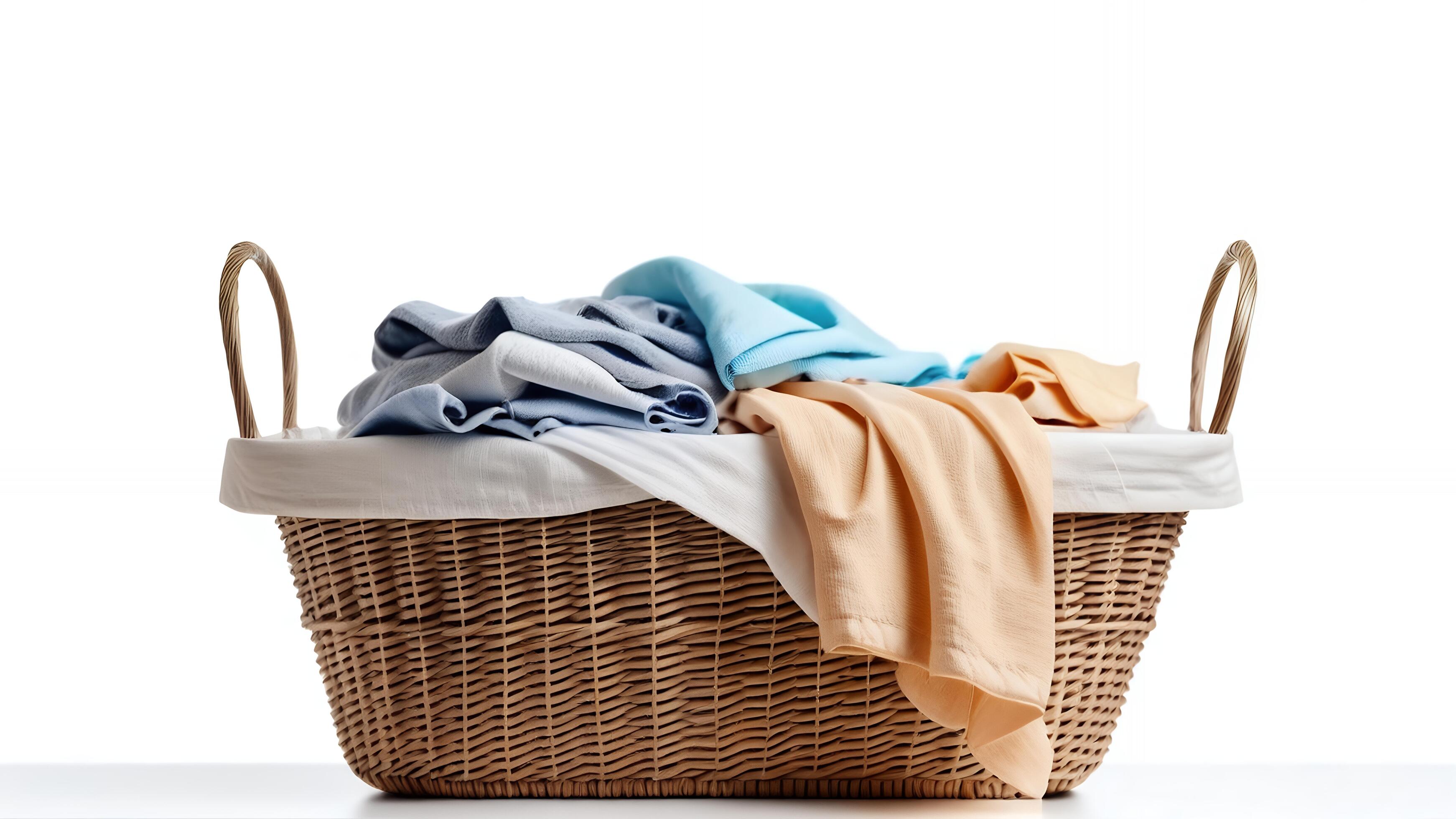 A basket filled with neatly folded clean clothes